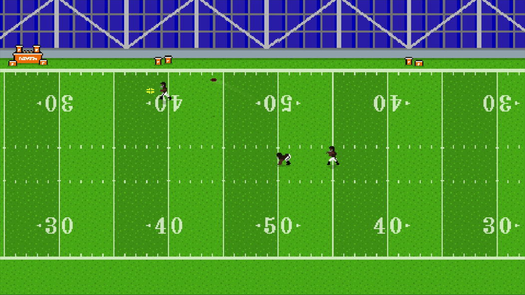 Retro Bowl-receiver løber med footballen efter en gribning
