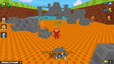 Gameplay Steal a Brainrot yang menampilkan pemain memasuki Area Langka oranye yang dipenuhi platform abu-abu dan karakter lain.