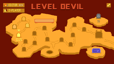 Световна карта на Level Devil, показваща свързани етапи и напредъка ти в огненoто приключение.
