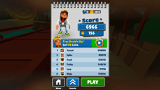 Poängskärm i Subway Surfers som visar poäng, mynt och topplistan.