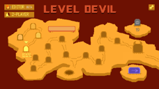 Световна карта на Level Devil, показваща свързани етапи и напредъка ти в огненoто приключение.