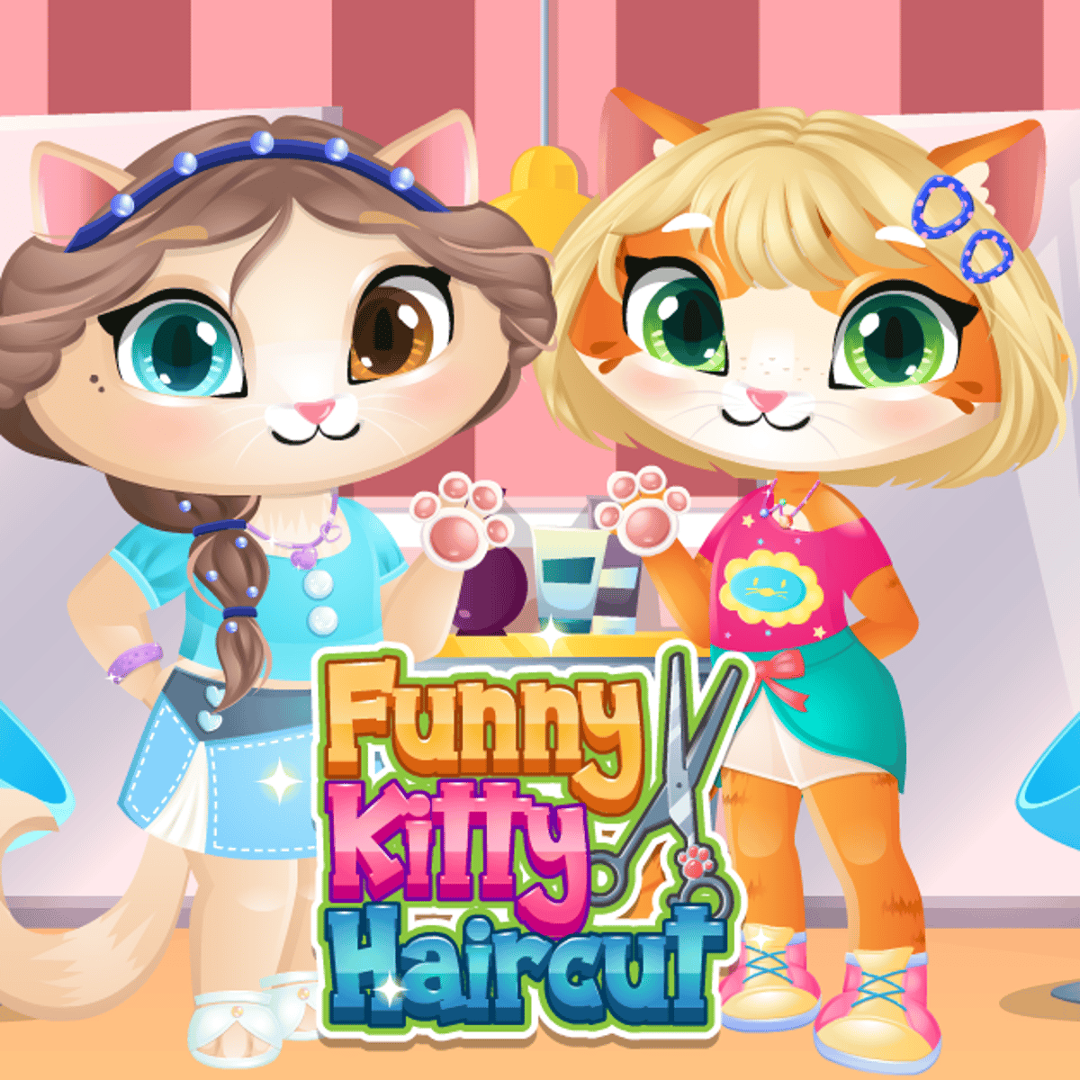 FUNNY KITTY HAIRCUT เล่นออนไลน์ฟรี! Poki